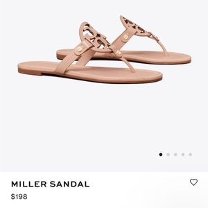 Tory Burch Miller Sandal 6.5 Light Sand Leather